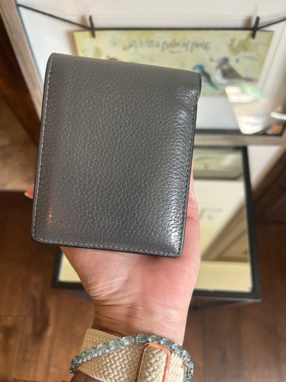 Coach Men's Dark Gray Pebbled Leather Money Clip Wallet - Picture 13 of 14